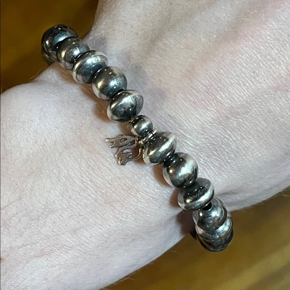 American West Carolyn Pollack Sterling Silver NavajoBeads Style Stretch Bracelet - Picture 15 of 16